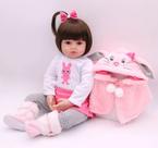 brinquedo boneca bebe reborn 47cm e casaquinho de frio