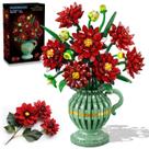 Brinquedo Building Block PLAXSOON Dahlia Flowers com vaso 1482 unidades