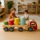 Brinquedo Caminhão de Madeira Montessori Encaixe de Formas