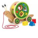 Brinquedo Caracol Hape Com Rodas De Madeira Corda De Puxar