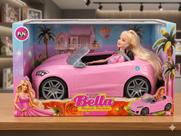 Brinquedo Carrinho Conversível com Boneca Infantil Carro Bella Fashion Rosa Grande Menina