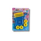 Brinquedo Carrinho de Compras Azul e Amarelo Infantil Folia