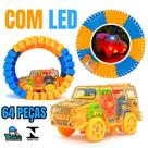 Brinquedo Carro com LED e Pista Flexível - 64 Peças Certificado INMETRO