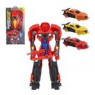 Brinquedo Carro Vira Robô Grande Transformer Boneco Vermelho
