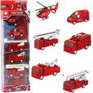 Brinquedo Cartelado Carrinhos de Bombeiro Fricção Coleção Miniatura Kit 6 Peças Missão Resgate Mini Veículos Heróis Bombeiros Diversão Garantida