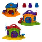 Brinquedo Casinha Colorida Infantil 3 Peças para Encaixar Cogumelo Cata vento para Bebês Crianças Meninas e Meninos