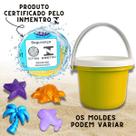 Brinquedo Com Moldes Forminhas Baldinho de Praia Amarelo Infantil Completo