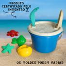 Brinquedo Com Moldes Forminhas Baldinho de Praia Azul Infantil Completo