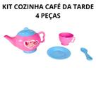 Brinquedo Cozinha Infantil Kit Café Da Tarde 4 Peças Chaleira Xícara Pratinho E Colher Zucatoys