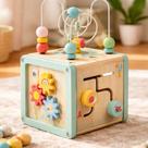 Brinquedo Cubo de Atividades Didáticas Infantil 5 em 1 Feito em Madeira Brinquedo Cubo de Atividades Didáticas Infantil 5 em 1 Feito em Madeira
