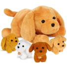 Brinquedo de bichos de pelúcia KMUYSL Mommy Dog com 4 filhotes de 40 cm Brinquedo de bichos de pelúcia KMUYSL Mommy Dog com 4 filhotes de 40 cm