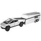 Brinquedo de carro Tesla Trailer RV modelo 1:32 em escala prateada
