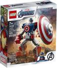 Brinquedo de construção LEGO Marvel Avengers Classic Captain America Mech Armor 76168 com 121 peças