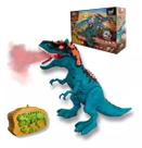 Brinquedo de controle remoto dinossauro solta fumaça com luz