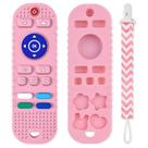 Brinquedo de dentição para bebê Aolso em silicone, formato de controle remoto, rosa