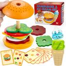 Brinquedo de empilhamento Montessori Bravmate Wooden Burger & Ice Cream