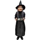 Brinquedo de Halloween Boneco Animatrônics com Movimento e Bandeja pra Doce com Luz e Som Bruxa Mordomo ou Palhaço