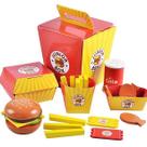 Brinquedo de hambúrguer de madeira para crianças com batatas fritas e cola