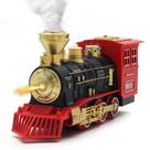 Brinquedo de locomotiva a vapor Hot Bee Toys com fumaça, luzes e sons