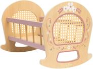 Brinquedo De Madeira Berço Para Boneca Com Palha Rosa Bup Baby