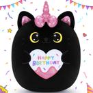 Brinquedo de pelúcia Auspicious Beginning Black Unicorn Cat 28cm