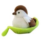 Brinquedo de pelúcia, boneca Sparrow, pássaro de desenho animado com design de folhas