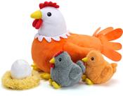 Brinquedo de pelúcia de frango com galinheiro e 2 garotas