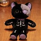 Brinquedo De Pelúcia Gato Esqueleto Preto Kawaii De 35cm, Animal De Pelúcia Gótico Macio Para