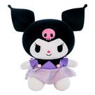 Brinquedo de pelúcia Kuromi, boneca fofa e macia de 38 cm com gancho de cabelo de caveira