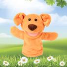 Brinquedo de pelúcia macio Hand Puppet Easfan Puppy para crianças marrom