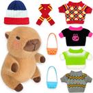 Brinquedo de pelúcia MOMIU Capybara com 7 roupas e acessórios (vermelho)