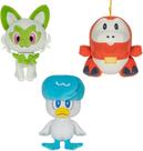 Brinquedo de Pelúcia Pokémon Paldea - Pacote com 3 (Fuecoco, Quaxly e Sprigatito) - 20cm
