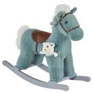 Brinquedo de pelúcia Ride-On Rocking Horse Qaba Kids com urso azul