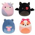 Brinquedo de pelúcia Squishmallows Original Neon Heart, pacote com 4 unidades pequenas