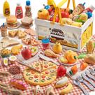 Brinquedo de piquenique de palha de trigo Play Food Set Comirth de 83 peças