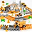 Brinquedo de pistas de corrida INSFUN Construction com 4 carros, mais de 220 unidades Brinquedo de pistas de corrida INSFUN Construction com 4 carros, mais de 220 unidades