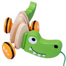 Brinquedo de pull-Along para cães e crocodilos de madeira para bebês de 1 a 3 anos
