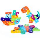 Brinquedo de quebra-cabeça de dinossauro 3D, conjunto de animais de trânsito multicoloridos de madeira Brinquedo de quebra-cabeça de dinossauro 3D, conjunto de animais de trânsito multicoloridos de madeira