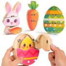 Brinquedo de quebra-cabeça de madeira HUZU Easter Snap Builders para crianças