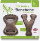 Brinquedo de roer Benebone PP Tiny 2 Pack para cães pequenos Wishbone e Dental Chew Bacon