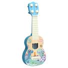 Brinquedo de ukulele para crianças com design de dinossauro musical de 4 cordas azul