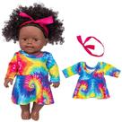 Brinquedo de vinil Doll African Black Baby Cute Curly Hair 35 cm