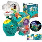 Brinquedo Dinossauro Transparente Engrenagens Coloridas