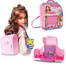 Brinquedo diver mochila casinha 3 cômodos com boneca 23 peçasinfantil divertoys