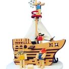 Brinquedo Divertido Lúdico de Madeira Navio Pirata com Bonecos