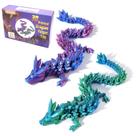 Brinquedo Dragon Fidget PETBSNVB impresso em 3D 30 cm em roxo e verde