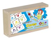Brinquedo educacional - domino cores - mdf - 28 pcs - Carlu