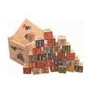 Brinquedo educativo: cubos de madeira, figuras, números, letras, 48 unidades