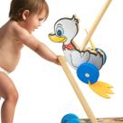 Brinquedo Educativo de Empurrar Pato Rola em MDF