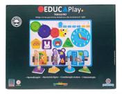 Brinquedo Educativo de Madeira Tabuleiro Relógio, Formas e Inglês EducaPlay - Polibrinq